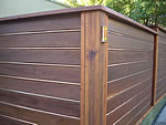 horizontal wood/copper fence and 